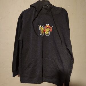 Sesame Street Elmo Butterfly Hoodie Dark Grey Size Small